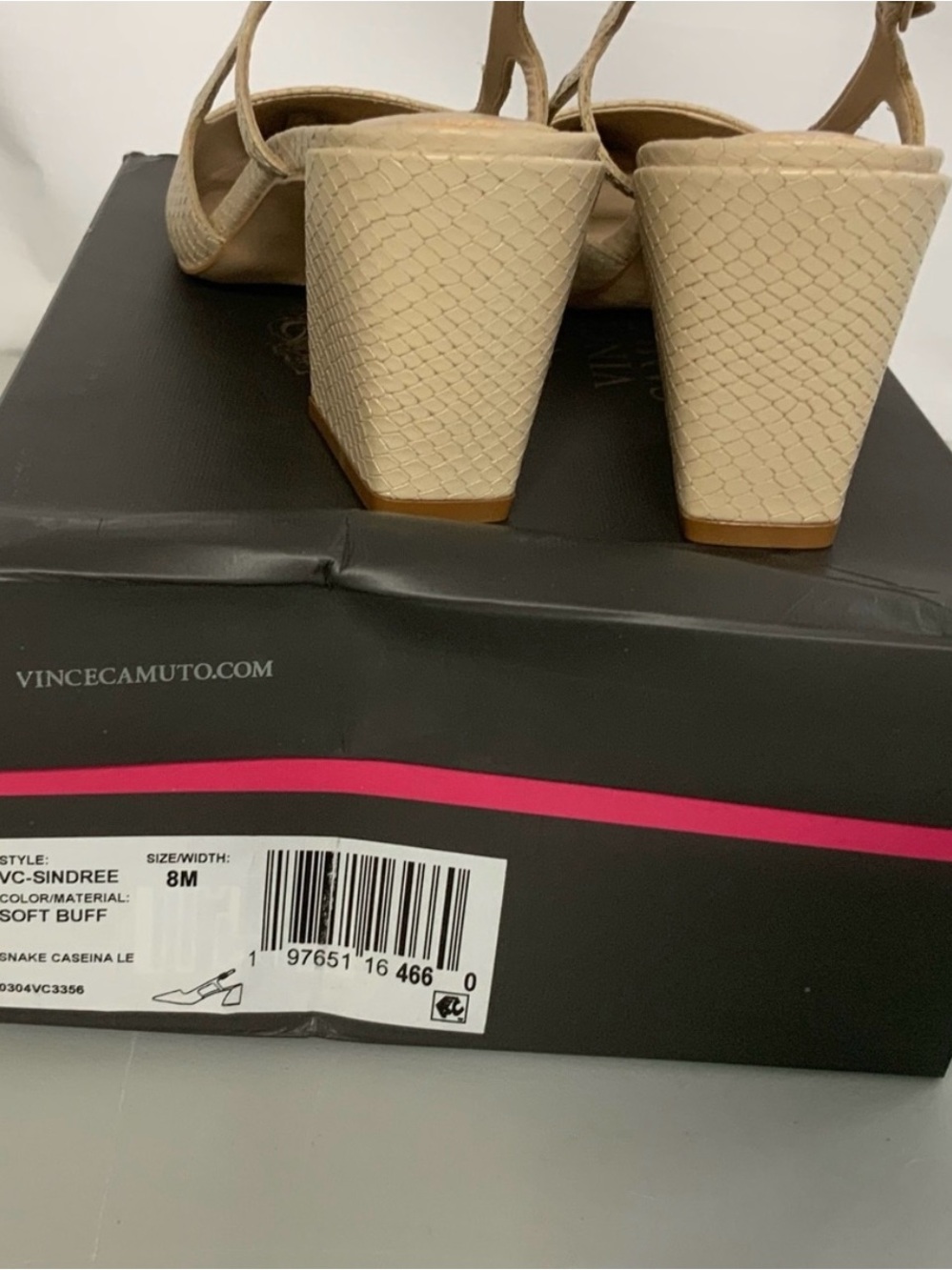 Vince Camuto Beige Textured Pointed-Toe Slingback Pumps - Picture 8 of 8